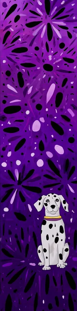 Free purple bookmark featuring a dalmation in purple